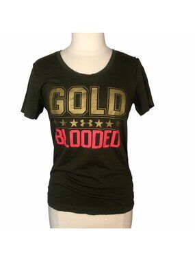 Under Armour Tshirt Medium Green Gold Blooded Olympics USA Semi Fitted